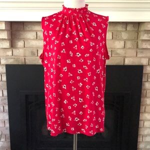 Elle Fuchsia Floral Sleeveless High Neck Top size Medium